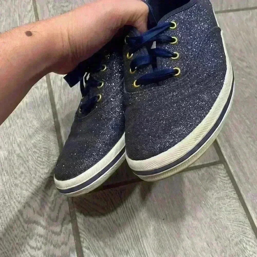 Keds X Kate Spade New York Navy Blue Glitter Sneakers Size 5